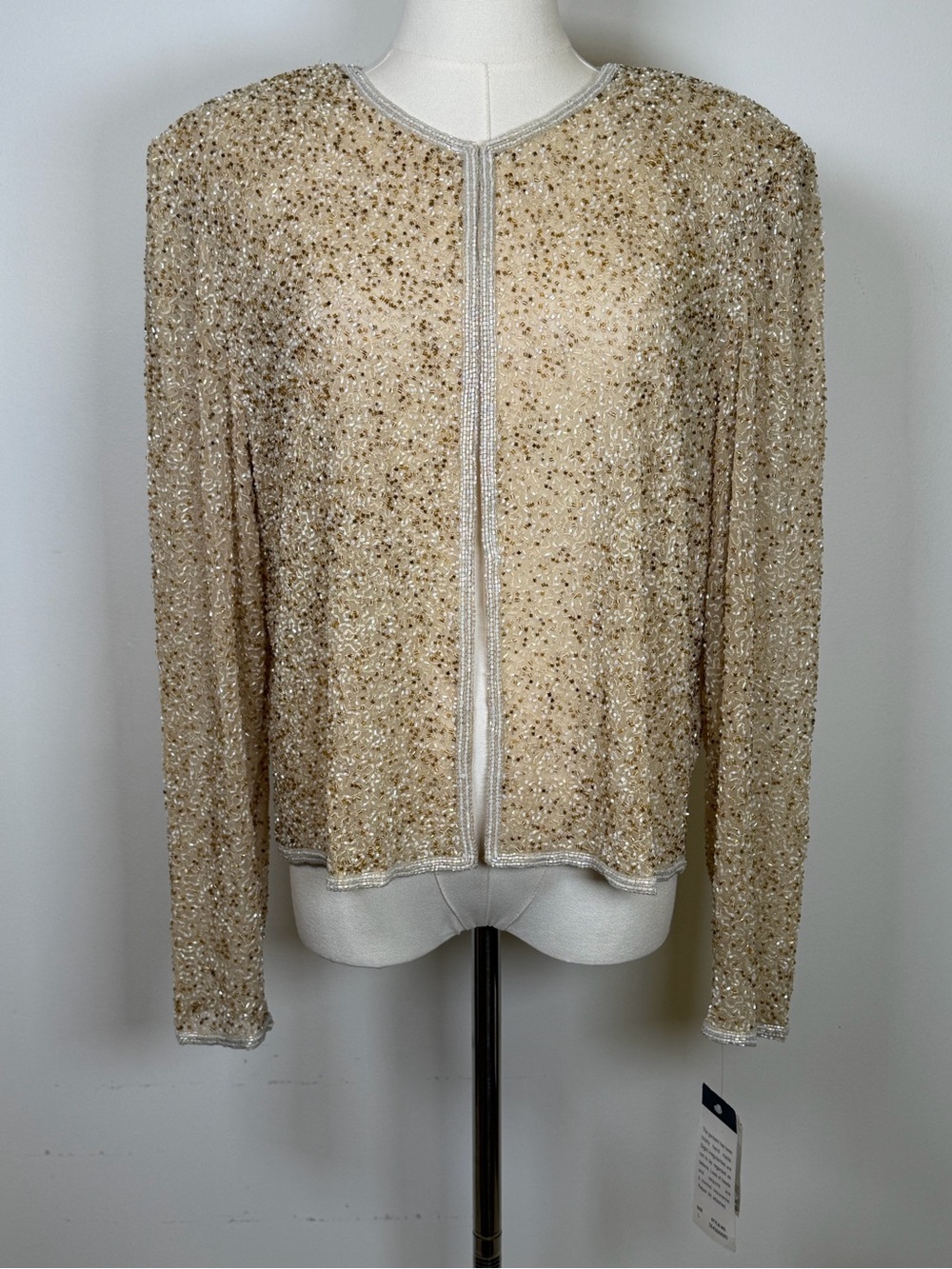 Vintage Adrianna Papell Evening Jacket 100% Hand-Beaded Silk Women’s Size Large